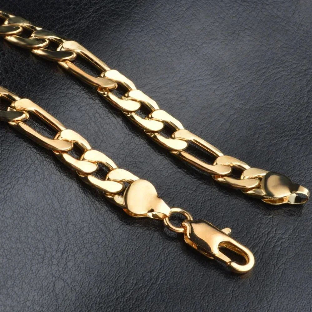 20 Inch Figaro Chain 6mm Wide 18K Yellow Gold